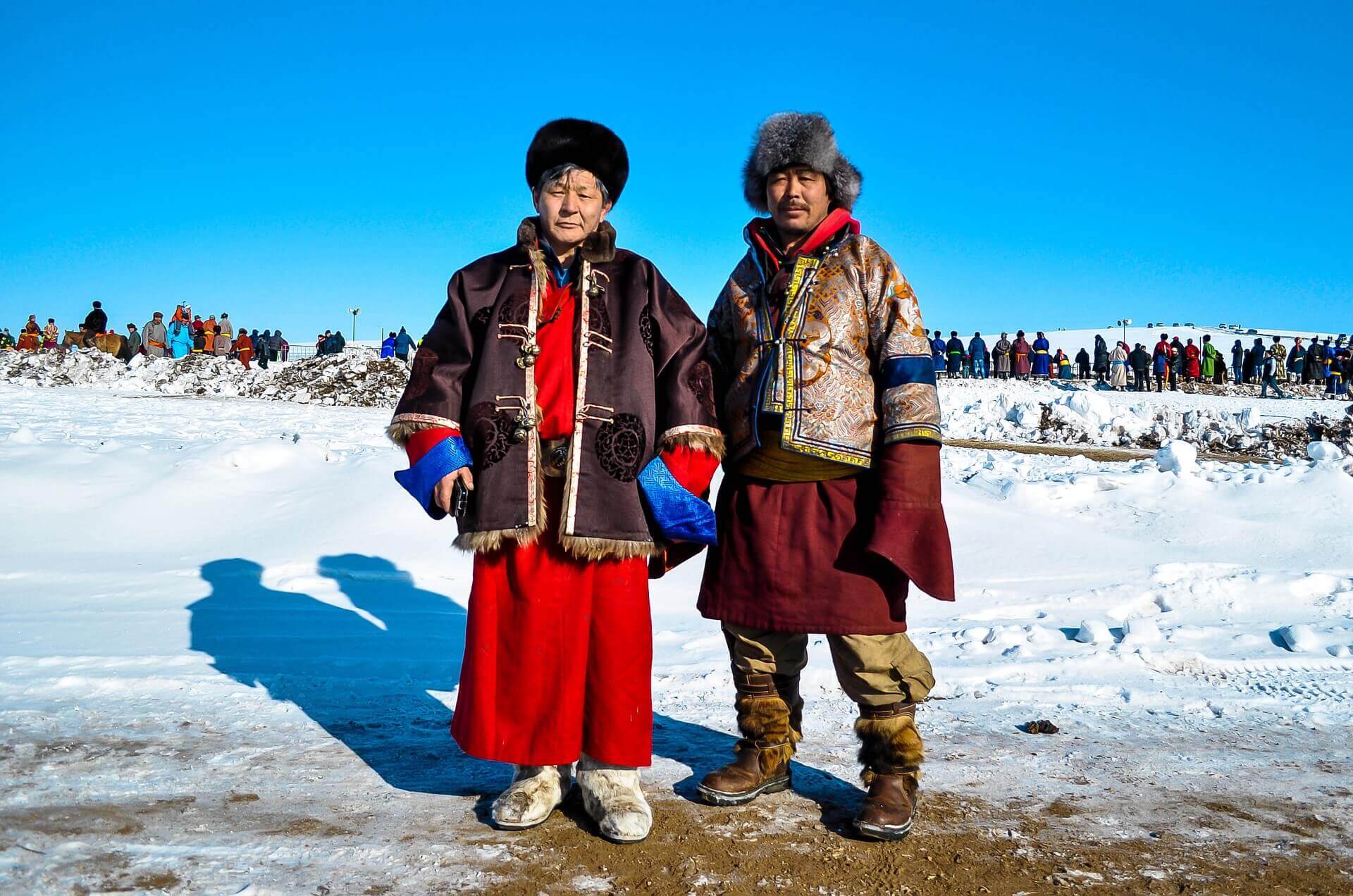 mongolian man in winter