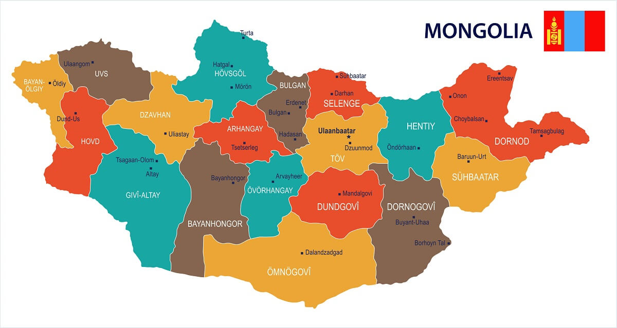 mongolia provinces map