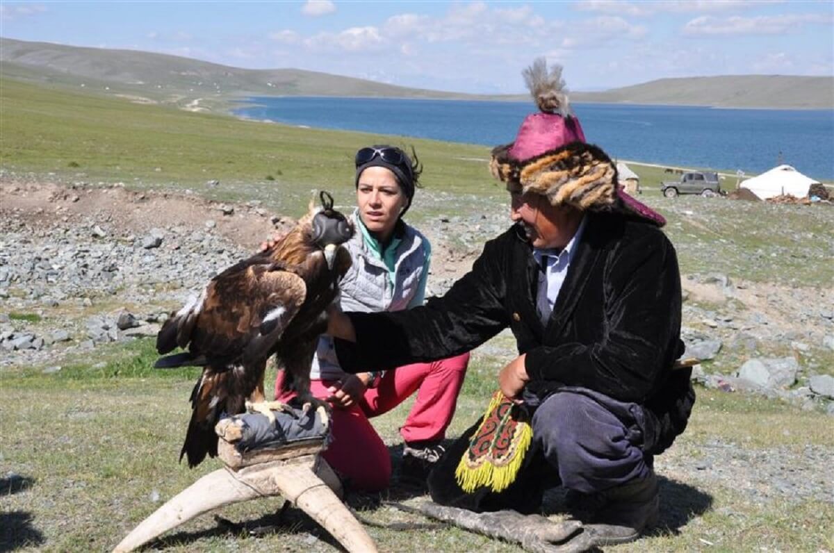 Golden eagle and kazakh people