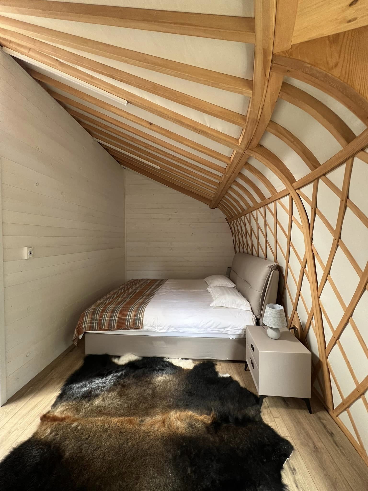 modern mongolian yurt inside bed