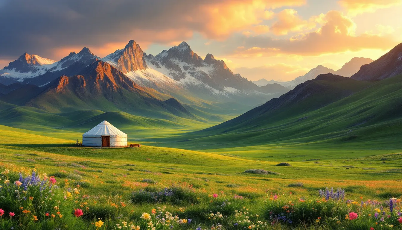 A beautiful landscape showcasing the best time for camping in Mongolia with vibrant colors.