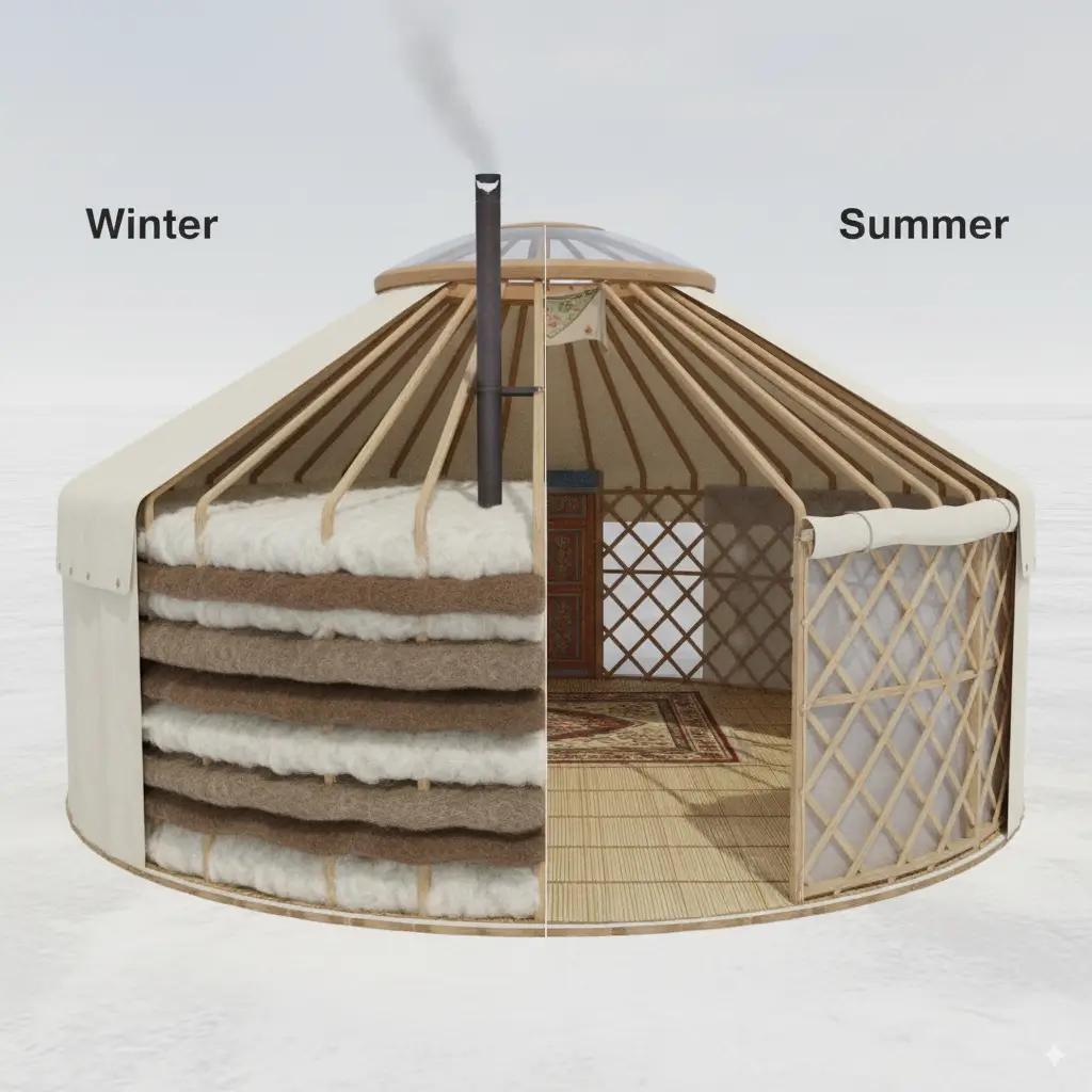 seasonal yurt cutaway